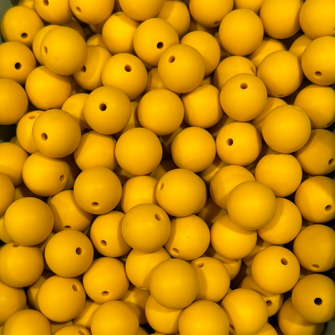 Golden Yellow Custom 15mm Solid Color Silicone Bead