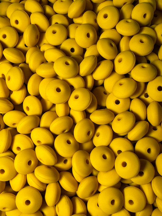 Golden Yellow Custom 12mm Solid Color Lentil Bead