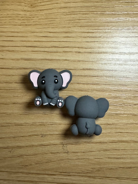 Dark Gray 3D Elephant Silicone Focal