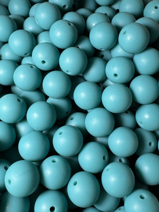 Ocean Blue 15mm Solid Color Silicone Bead