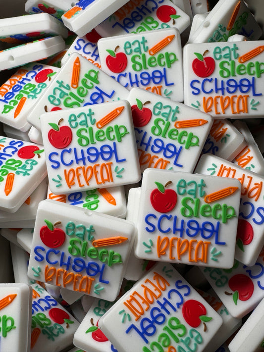 Eat Sleep School Repeat Silicone Focal