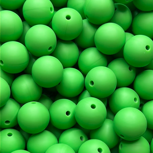 Summer Green 15mm Solid Color Silicone Bead