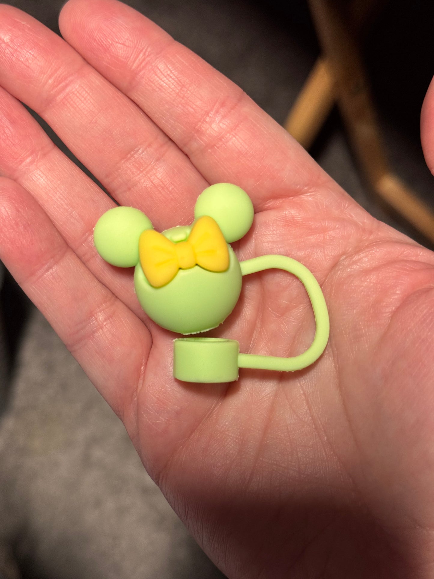 Mouse Head with Bow 3D Straw Topper