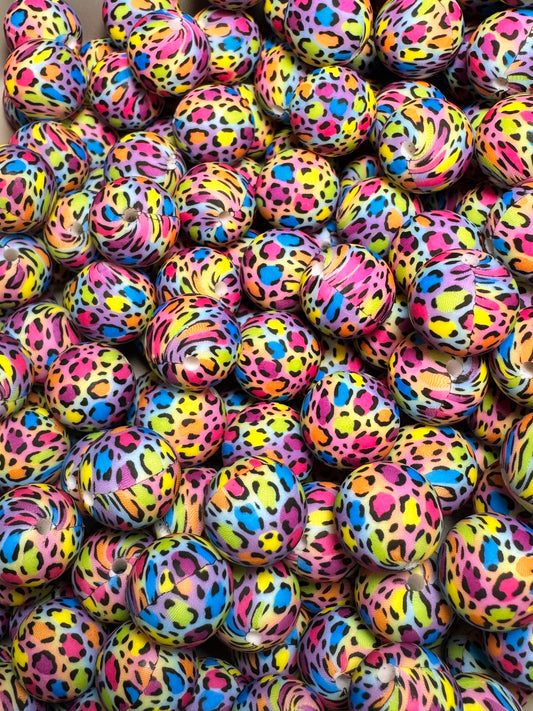 Funky Leopard Print 15mm Printed Silicone Bead