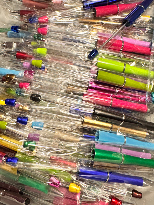 Beadable Plastic pen mix of 10