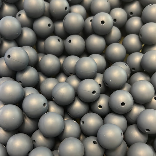 Marine Blue 15mm Solid Color Silicone Bead