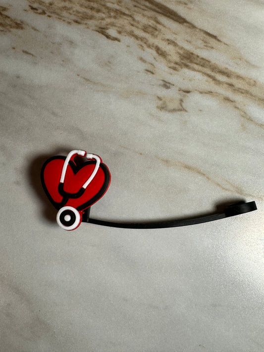 Red Heart Stethoscope Straw Topper