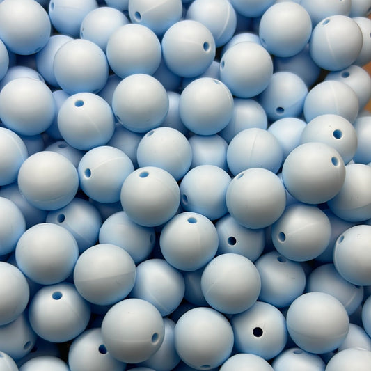 Icy Blue 15mm Solid Color Silicone Bead