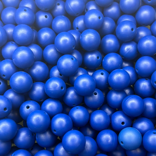 Navy Blue 15mm Solid Color Silicone Bead