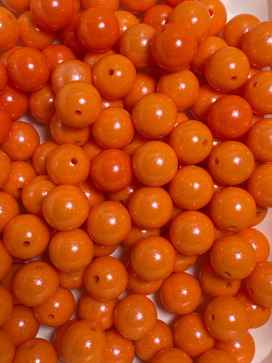 Bright Orange 15mm Shimmery Bead
