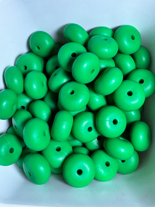 Christmas Green 14mm Solid Color Abacus Silicone Bead