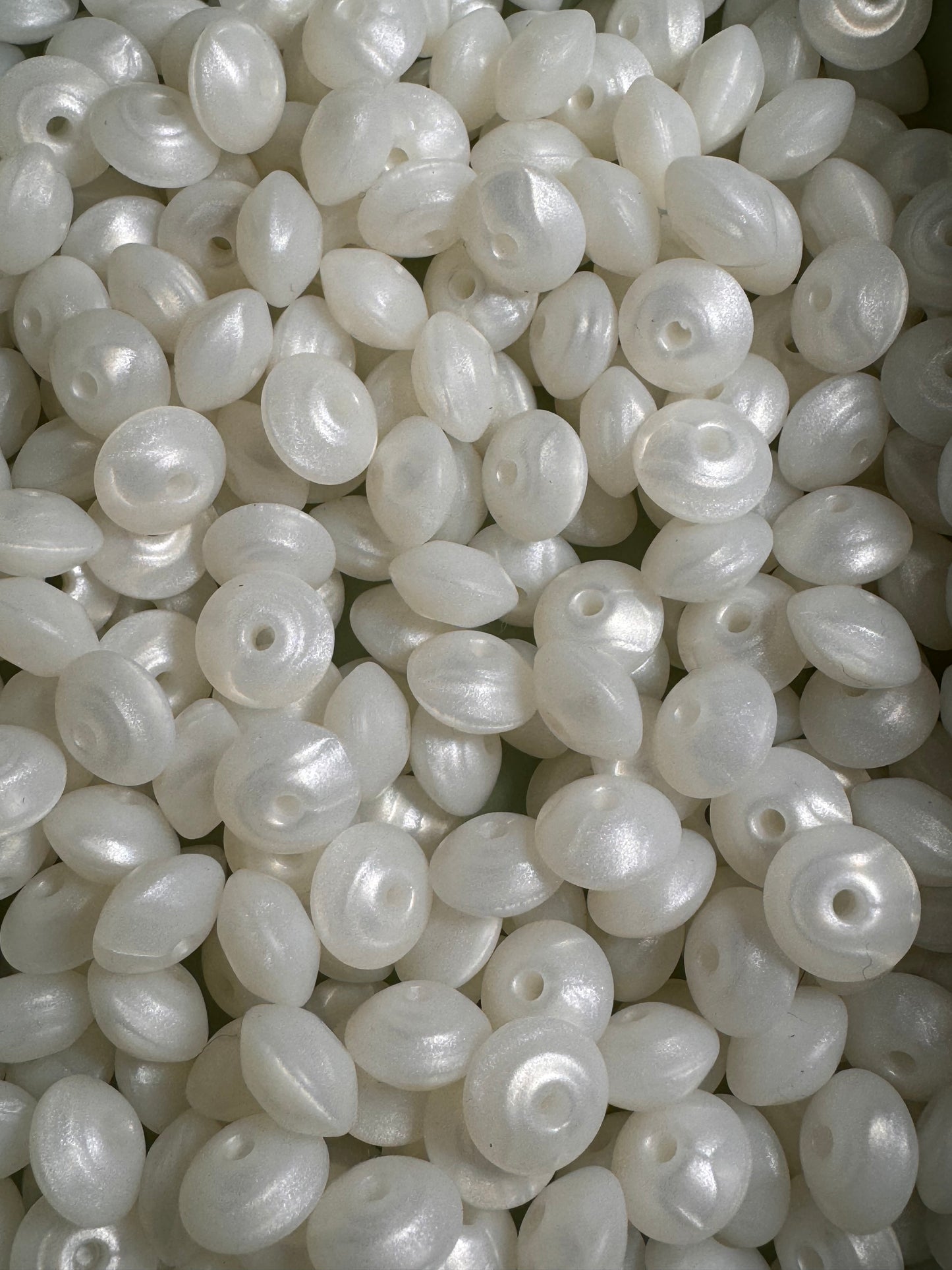 White Pearl 12mm Solid Color Lentil Silicone Bead