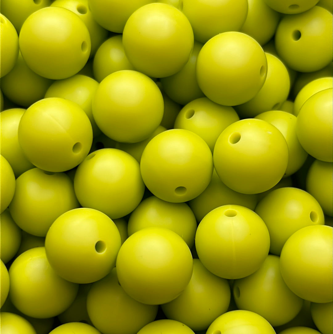 Avocado Green 15mm Solid Color Silicone Bead