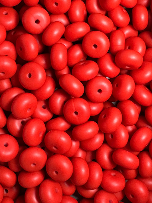 Red 14mm Solid Color Abacus Silicone Bead