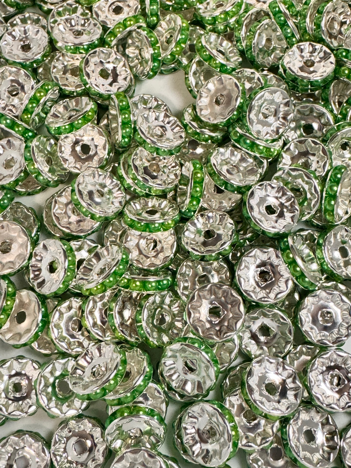 Green 12mm Pearl Bubble Acrylic Spacers (10)