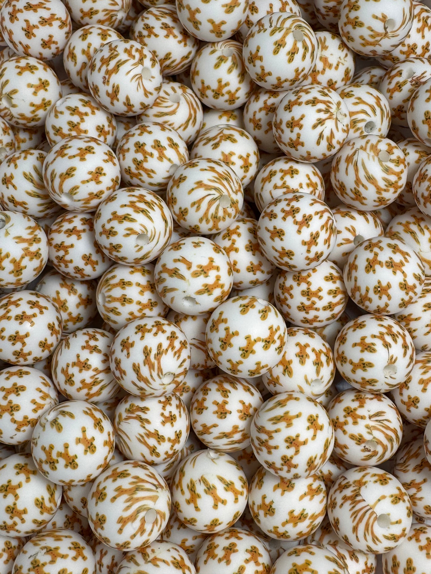 Gingerbread 15mm Printed Silicone Bead