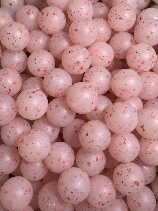 Pink 15mm Silicone Sparkle Bead