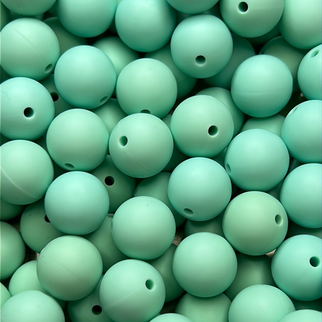 Mint 15mm Solid Color Silicone Bead