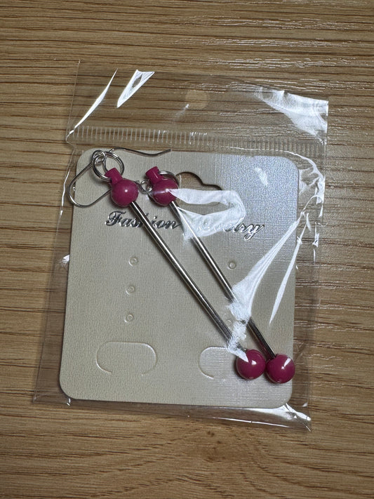 Hot Pink Beadable Earring Bar