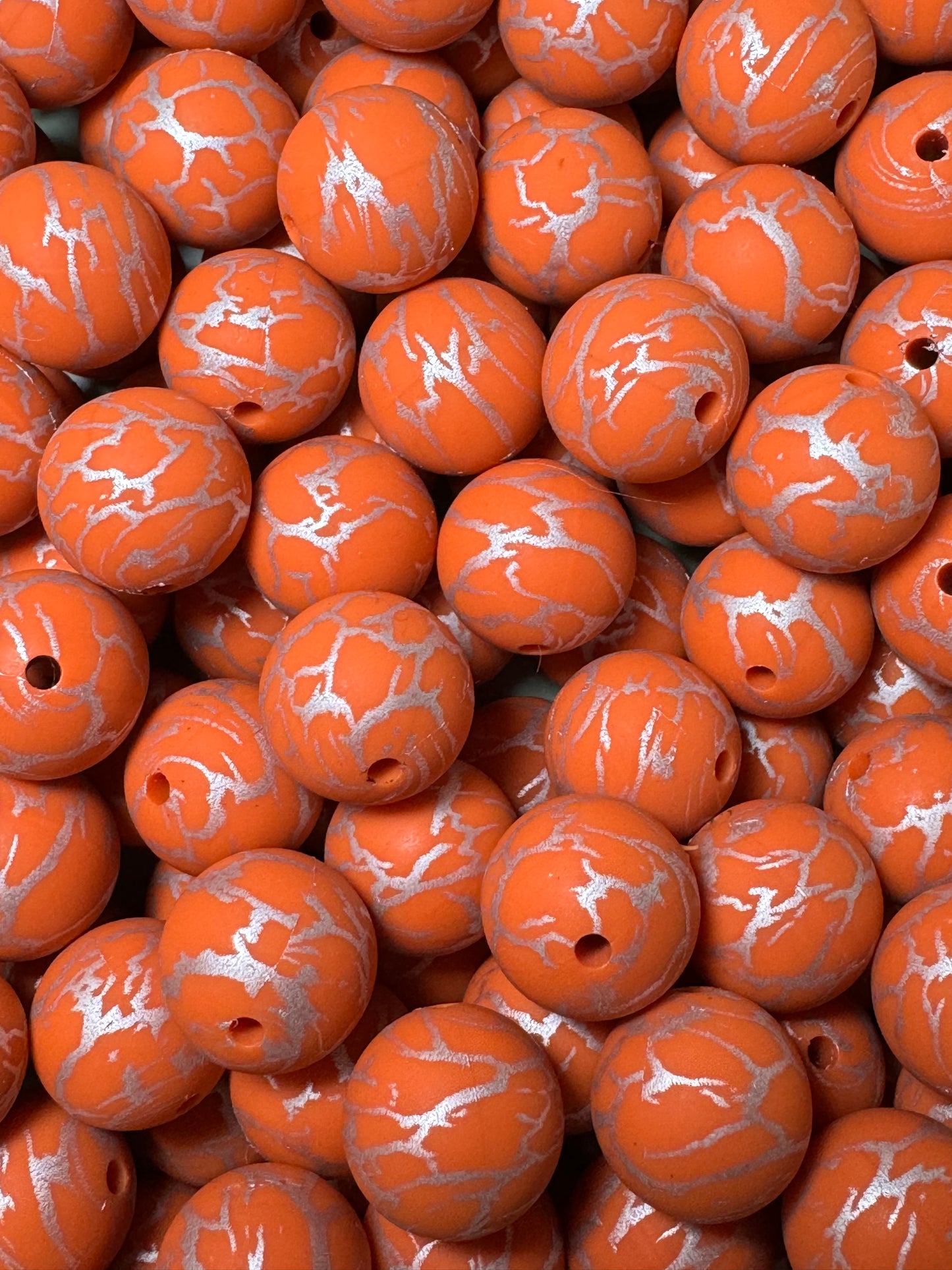 Burnt Orange Marble 15mm Printed Silicone Bead