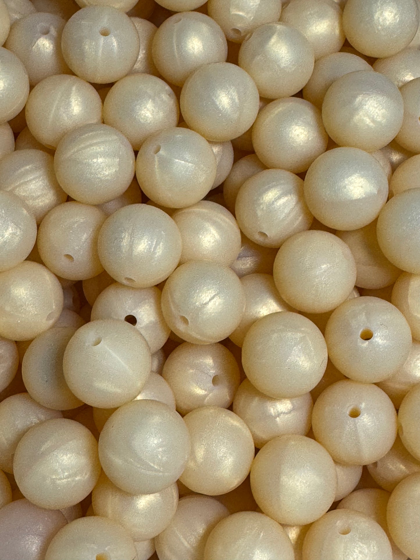 Light Gold Pearl 15mm Solid Color Silicone Bead