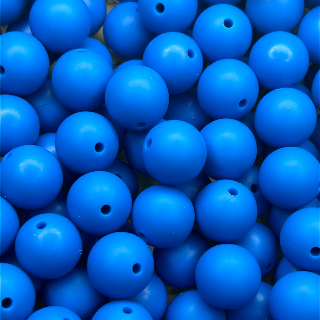 Blue Raspberry 15mm Solid Color Silicone Bead