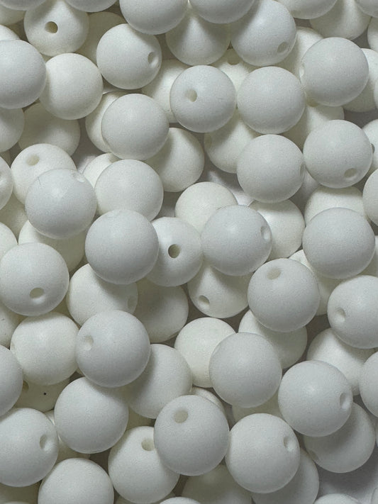 White 12mm Solid Color Round Bead