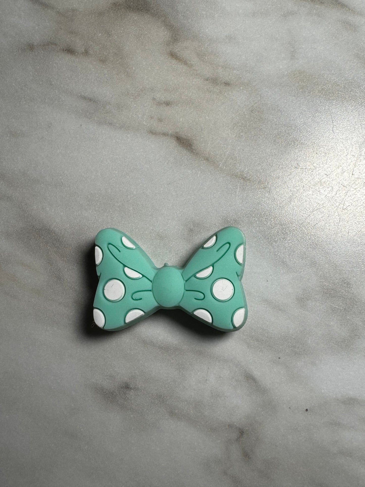 Mint PolkaDot Bow Silicone Focal