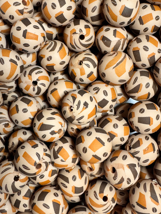 Coffee Break 15mm Printed Silicone Bead