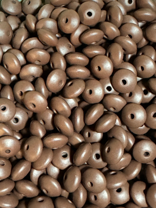 Brown 12mm Solid Color Lentil Bead