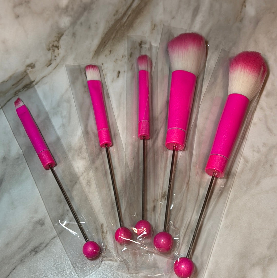 Hot Pink Beadable Makeup Brush set of 5