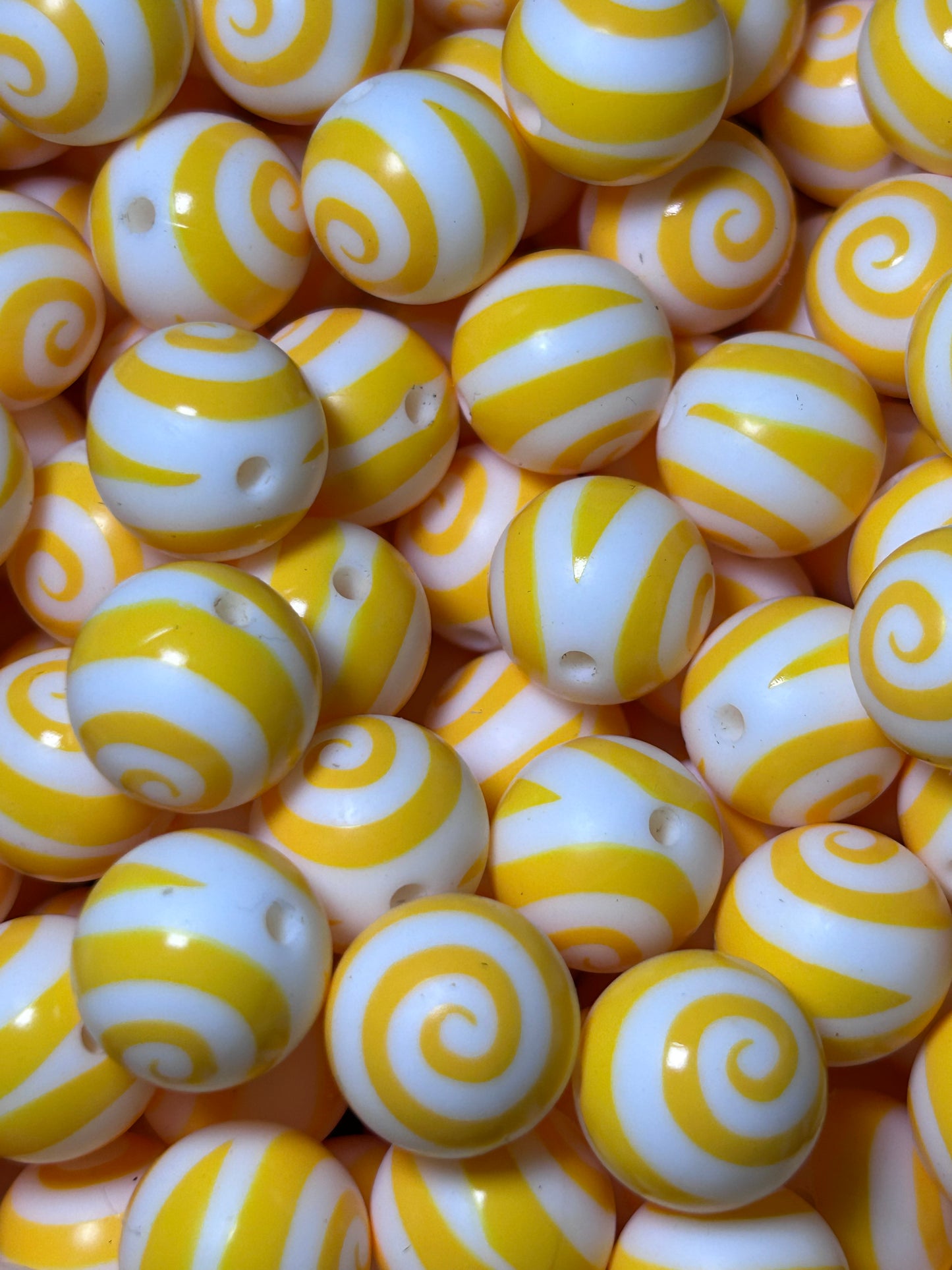 Yellow Swirl Custom Print 15mm Printed Silicone Bead