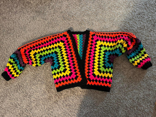 Handmade Crocheted Granny Square Half Sweater