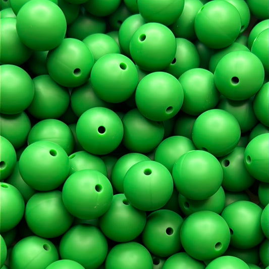 Fern Green 15mm Solid Color Silicone Bead