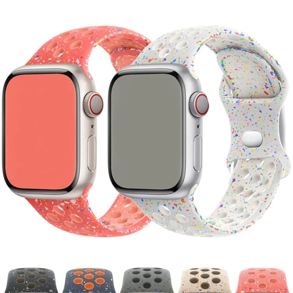 White Confetti Silicone Apple Watch Band