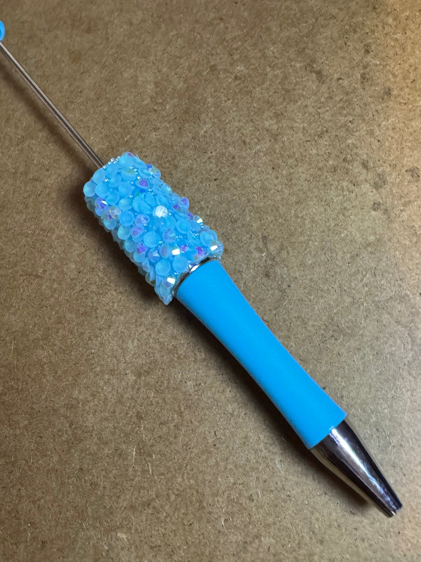 Light Blue Beadable Plastic Confetti Wrapped Pens