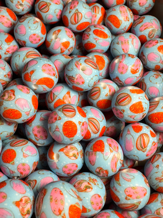 Christmas Ornaments 15mm Printed Silicone Bead
