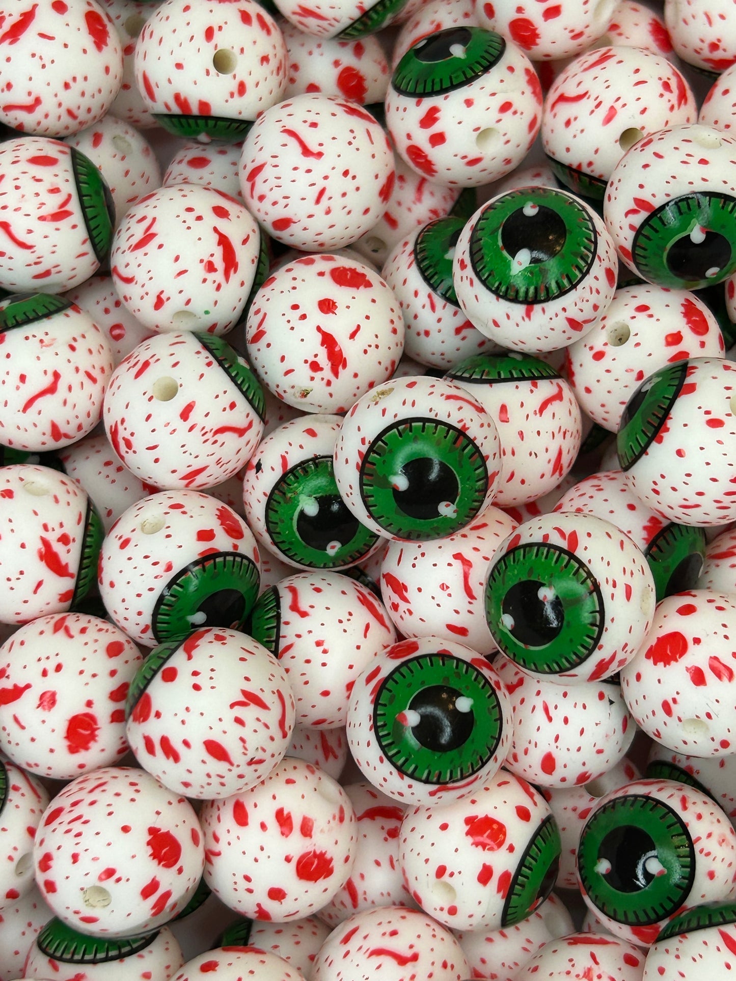 Eyeball 15mm Printed Silicone Bead