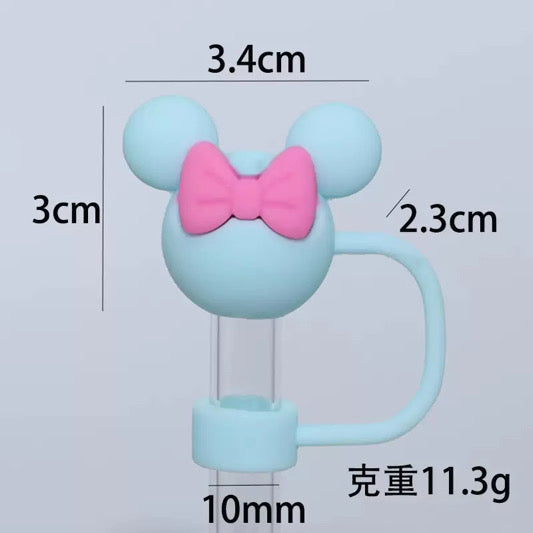 Mouse Head with Bow 3D Straw Topper