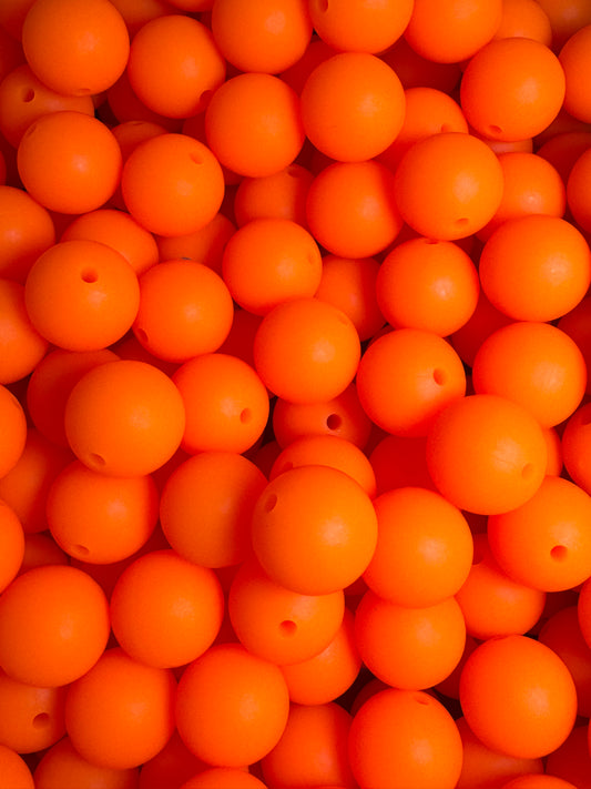 Neon Orange 15mm Solid Color Silicone Bead