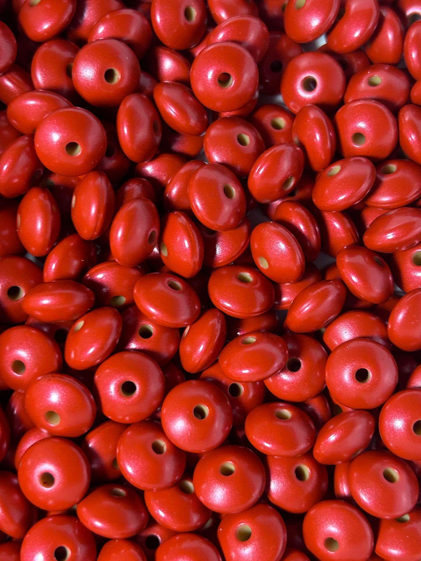 Red 12mm Metallic Lentil Bead