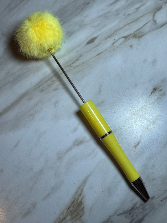 Yellow Poof Top Plastic Pens