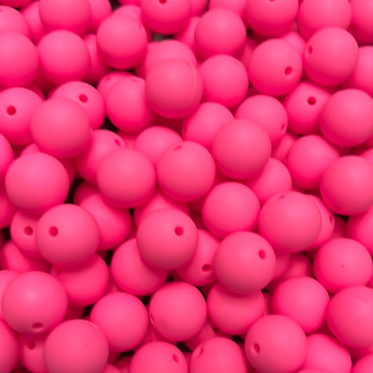 Taffy Pink 15mm Solid Color Silicone Bead