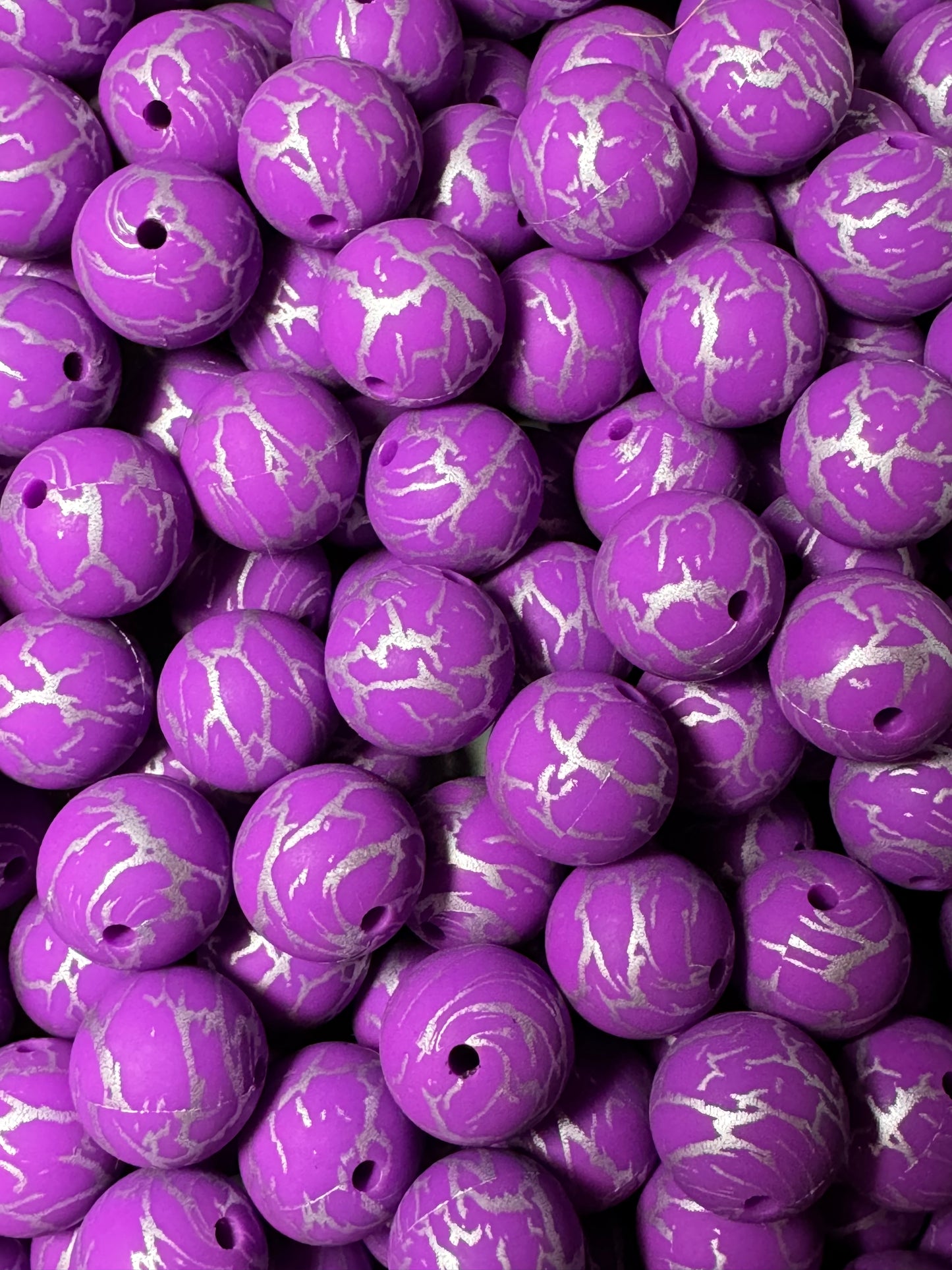 Purple Marble 15mm Printed Silicone Bead