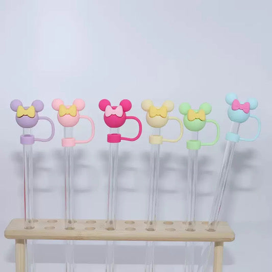 Mouse Head with Bow 3D Straw Topper