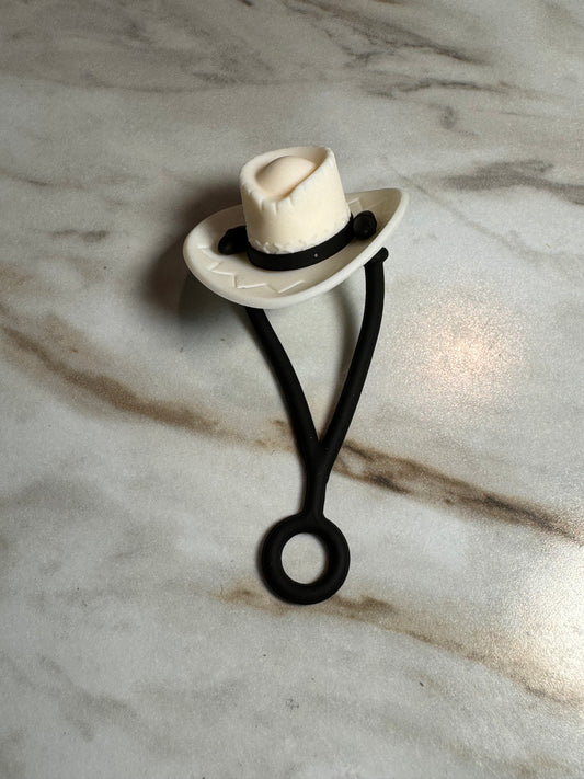 White Cowboy Hat Straw Topper