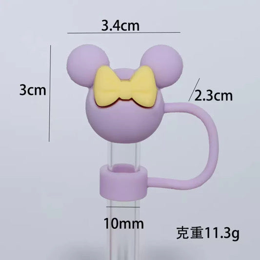 Mouse Head with Bow 3D Straw Topper
