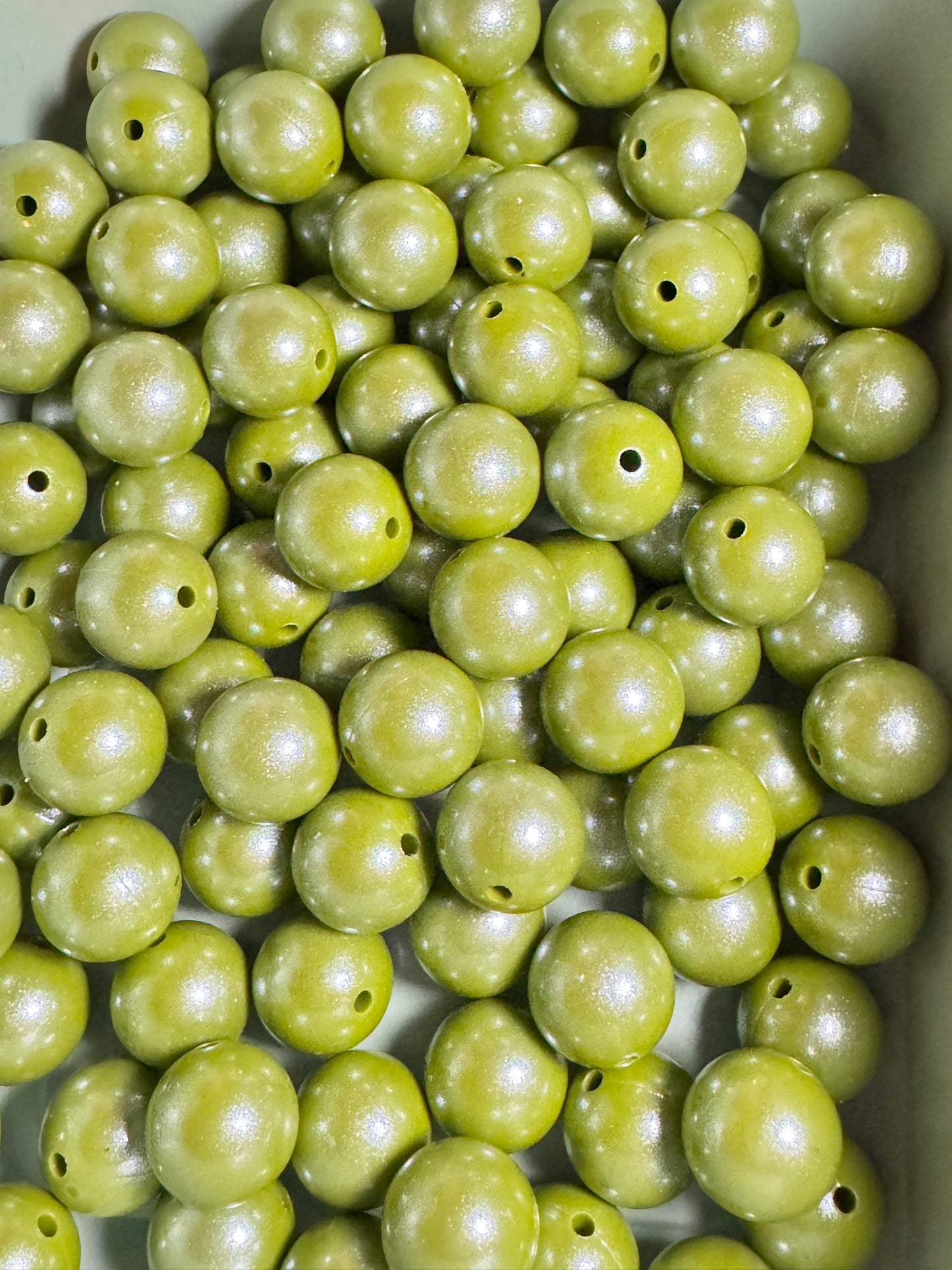 Green Bean 15mm Shimmery Bead