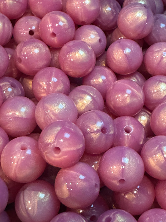 Rose Gold Pearl 15mm Solid Color Silicone Bead