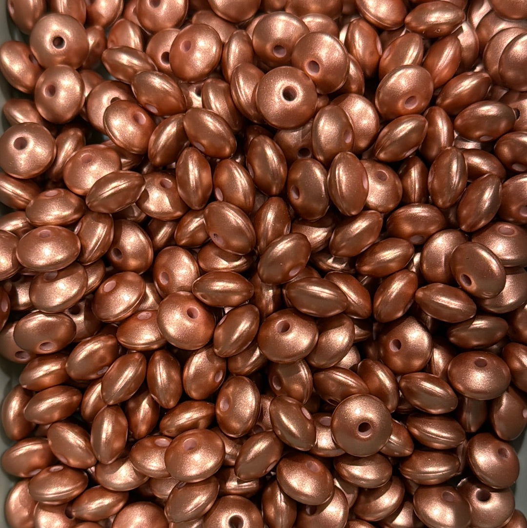 Rose Gold 12mm Metallic Lentil Bead